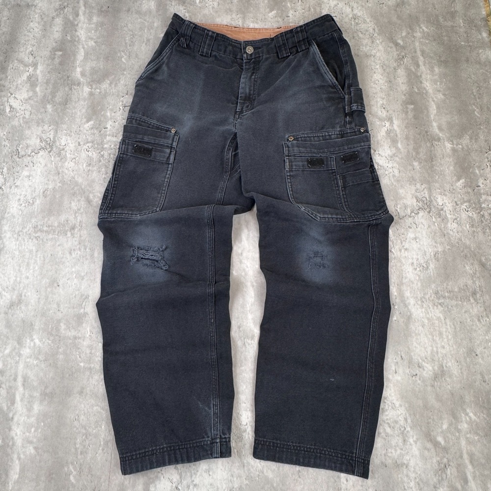 Duluth Trading Cargo Pants Mens 33x32 Black Work Utility Durable Flex Fire Hose